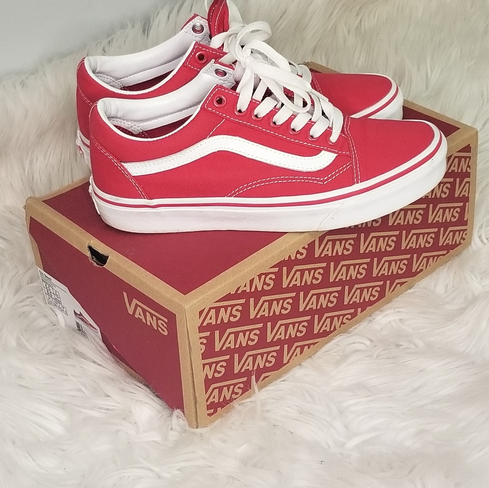 Van's Old Skool red/white skate shoes Womens size 8